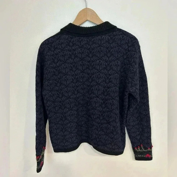 VTG TALBOTS Lambswool/silk blend embroidered collar button down cardigan sz M - Picture 7 of 7